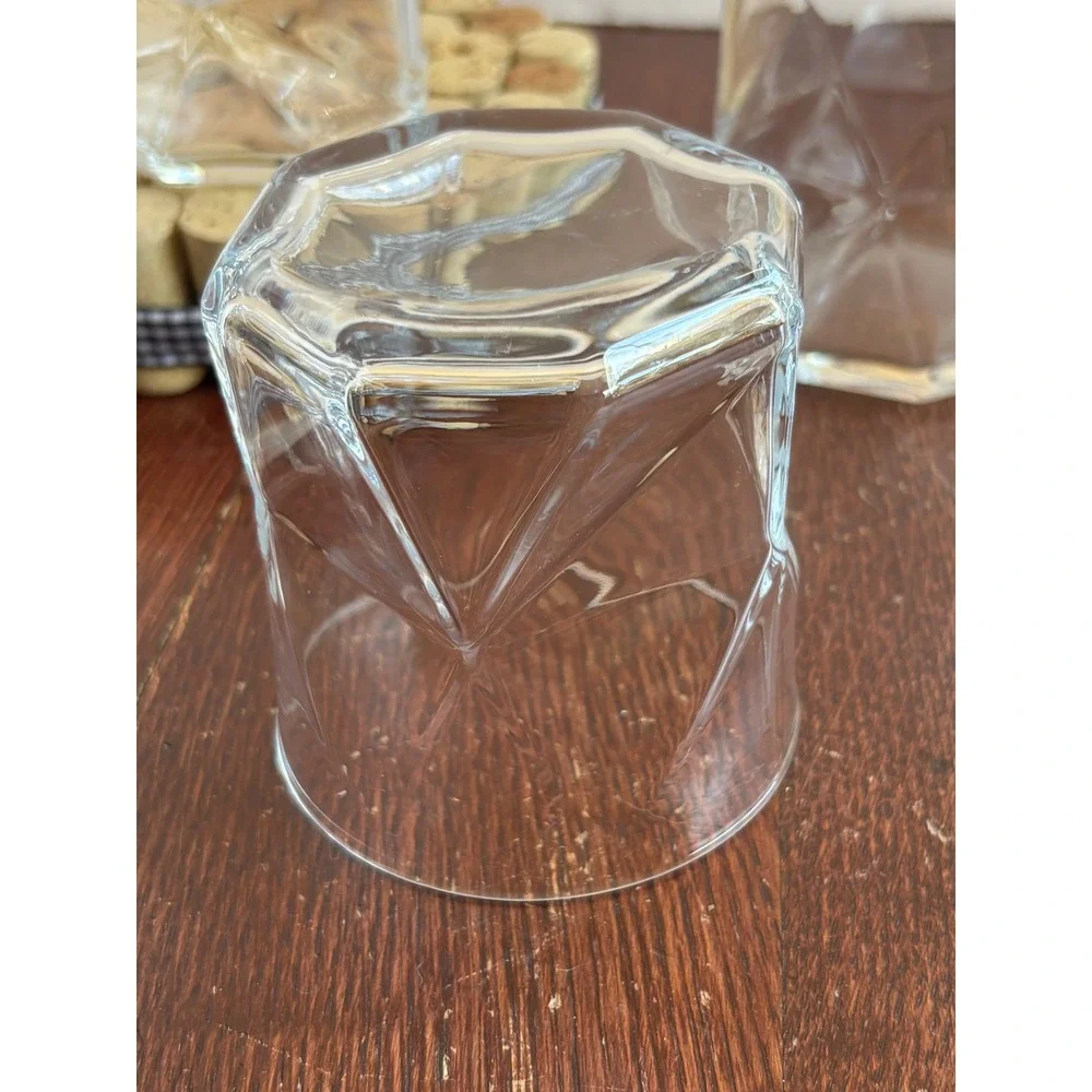 Set of 4 Crinkled Whiskey Glasses Clear Crumpled Paper Style Rocks Glass Tumbler